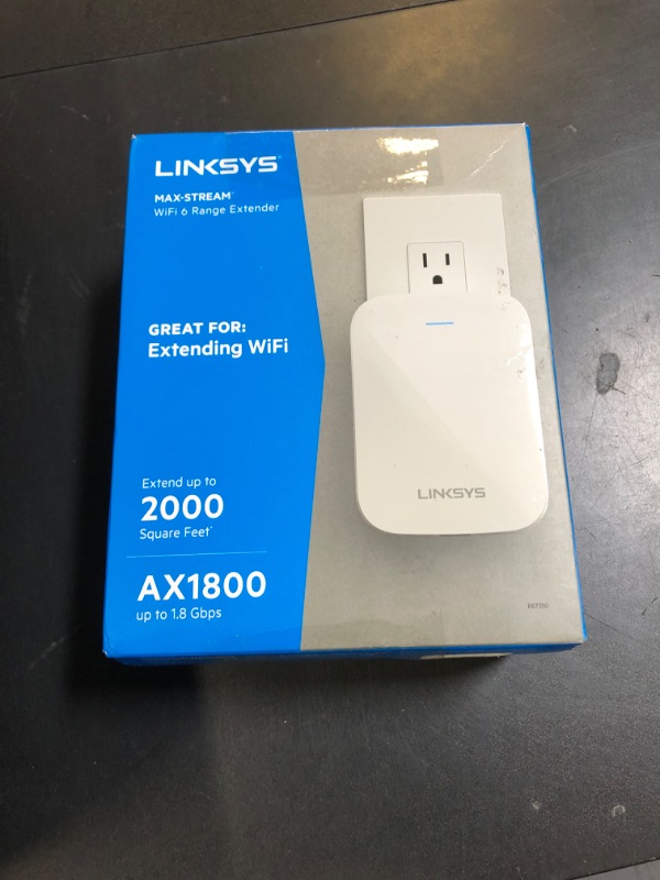 Photo 1 of Linksys WiFi 6 Wireless Range Extender | 1.8 Gbps Speed | 2,000 Sq. FT Coverage | RE7350-AMZ | 2024 Release