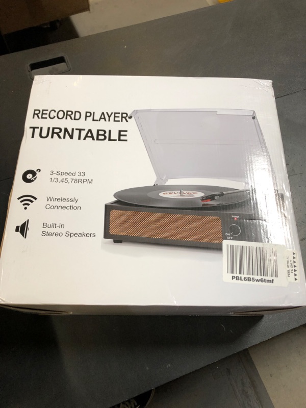 Photo 1 of WOCKODER Vinyl Record Players Vintage Turntable with Speakers Belt-Driven Turntables Support 3-Speed, Bluetooth Wireless Playback, Headphone, AUX-in, RCA Line LP Vinyl Players Light Purple