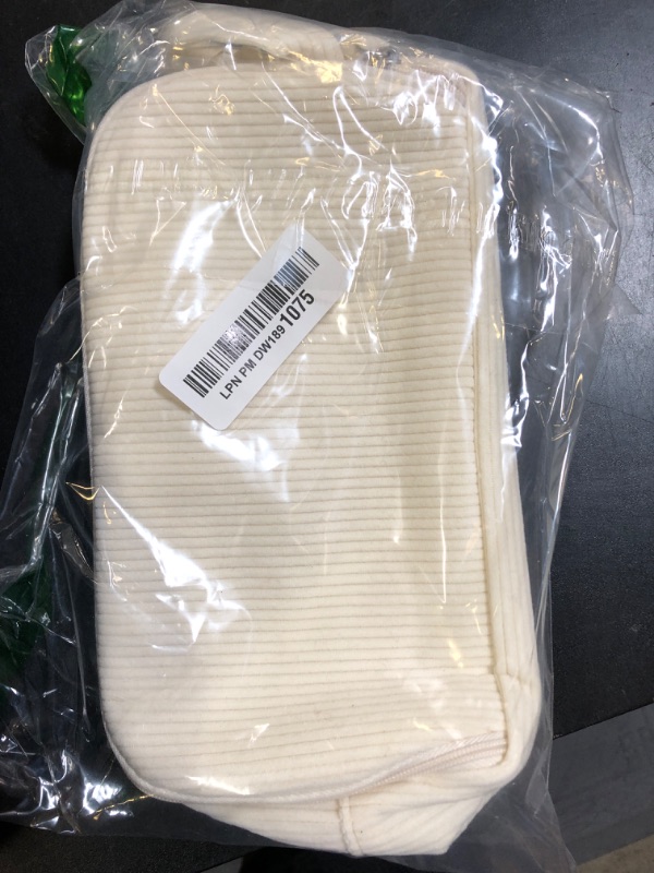 Photo 1 of Nuozme 3 Compartment Pencil Case, Extra Large Capacity School Supplies Pencil bag with Easy Handle, Soft Corduroy Pencil Pouch, Aesthetic Supply Pen Case Bag Organizer For Teen Girls College (Beige)