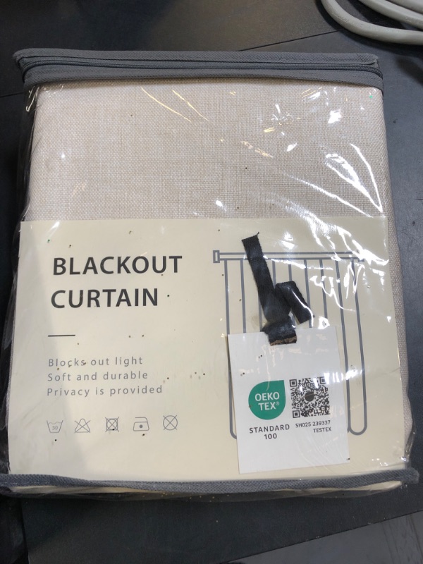 Photo 1 of 100% Blackout Shield Linen Blackout Curtains for Bedroom 84 Inches Long, Back Tab/Rod Pocket Living Room Drapes, Thermal Insulated Blackout Curtains 2 Panels Set, 50" W x 84" L, Cream