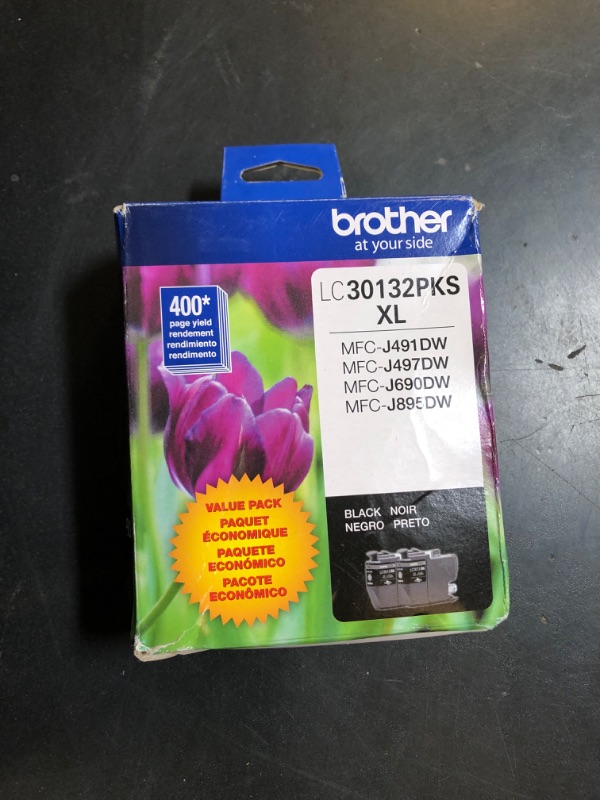 Photo 1 of Brother Genuine LC30132PKS 2-Pack High Yield Black Ink Cartridges, Page Yield Up to 400 Pages/Cartridge, LC3013