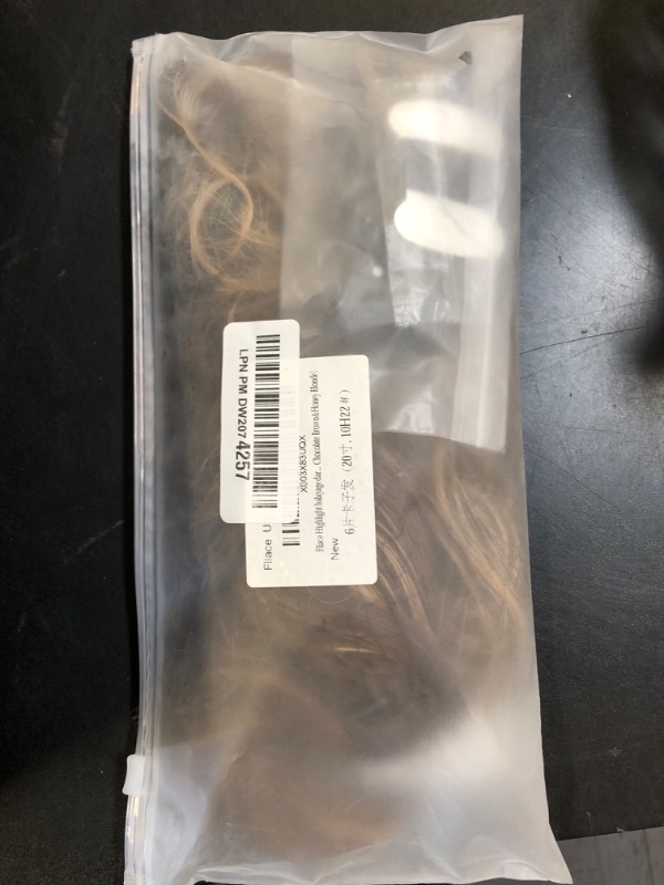 Photo 1 of Fliace Highlight balayage dark brown Hairpieces, Natural & Blends Well Clip in Hair Extensions (20inch, 6pcs, Chocolate Brown&Honey Blonde)