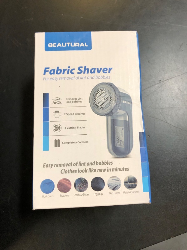 Photo 1 of BEAUTURAL Fabric Shaver and Lint Remover, Sweater Defuzzer with 2-Speeds, 2 Replaceable Stainless Steel Blades, Battery Operated, Remove Clothes Fuzz, Lint Balls, Pills, Bobbles Gray