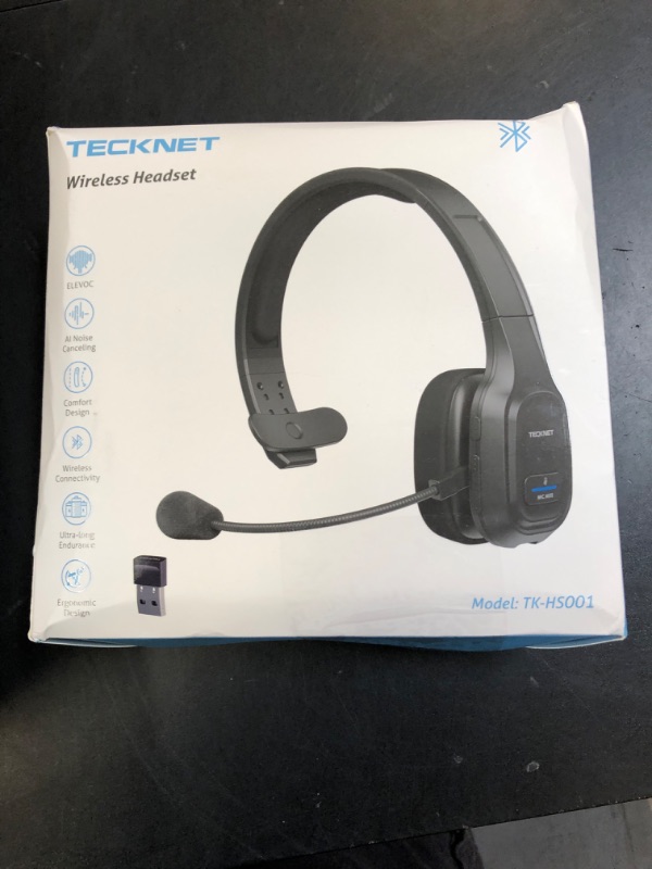 Photo 1 of TECKNET Trucker Bluetooth Headphones with Microphone Noise Canceling Wireless On Ear Headset, Hands Free Wireless Headset for Cell Phone Computer Office Home Call Center Skype (Black)