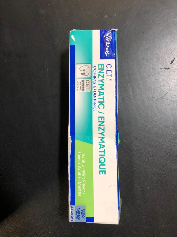 Photo 1 of Virbac C.E.T. Enzymatic Toothpaste Eliminates Bad Breath by Removing Plaque and Tartar Buildup Best Pet Dental Care Toothpaste Vanilla Mint Flavor 2.5 Oz Tube (EXP 07/2027)