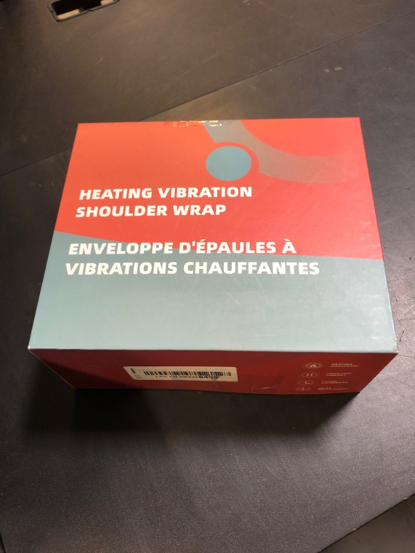 Photo 1 of Cordless Shoulder Heating Pad with Massage for Shoulder Pain Detachable Controller Heated Shoulder Massage Heating Pad for Shoulder with 6 Heating Levels 3 Vibration Modes Black