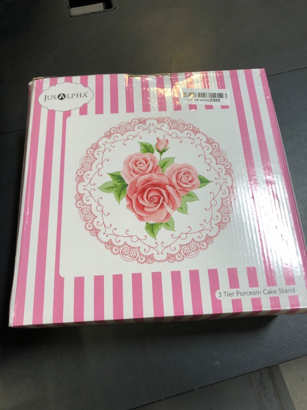 Photo 1 of Jusalpha® Elegant Embossed 3-tier Ceramic Cake Stand- Cupcake Stand- Tea Party Pastry Serving Platter in Gift Box and a Free Sugar Tong (FL-Stand 03)