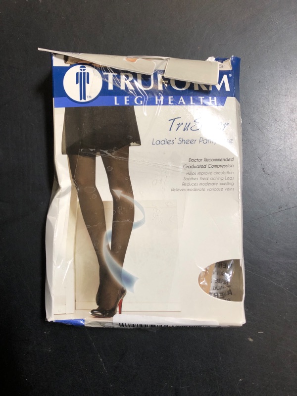 Photo 1 of Truform Sheer Compression Pantyhose, 20-30 mmHg, Women's Shaping Tights, 20 Denier, Beige, Medium