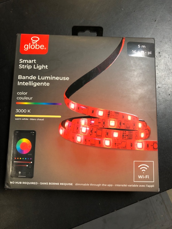 Photo 1 of GLOBE Electric 50053 Collection Smart Strip Light, 16.4 ft, Multi-Color, 300 Lumens