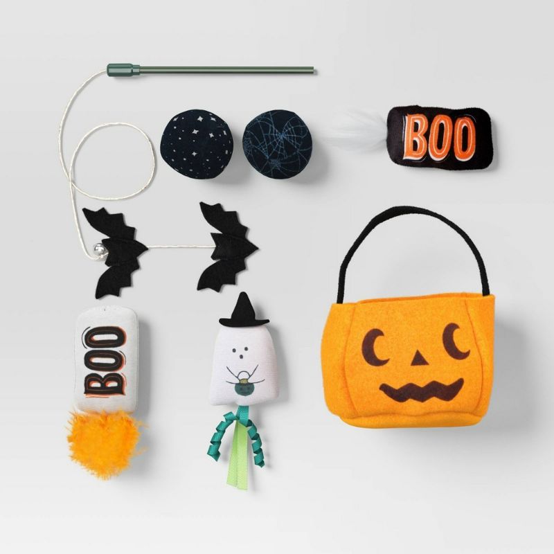 Photo 1 of Halloween Trick or Treat Pail Bundle Plush Cat Toy Set - 6pc - Hyde and EEK!
