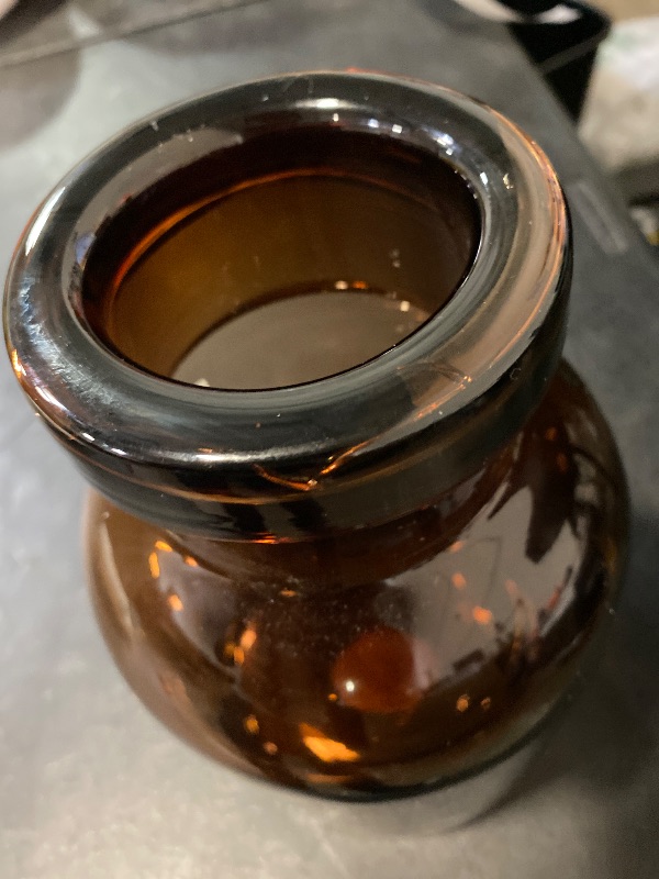Photo 1 of 9" Tinted Glass Jug Vase Amber - Hearth & Hand™ with Magnolia: Farmhouse Tabletop Decor, Watertight Flower Holder