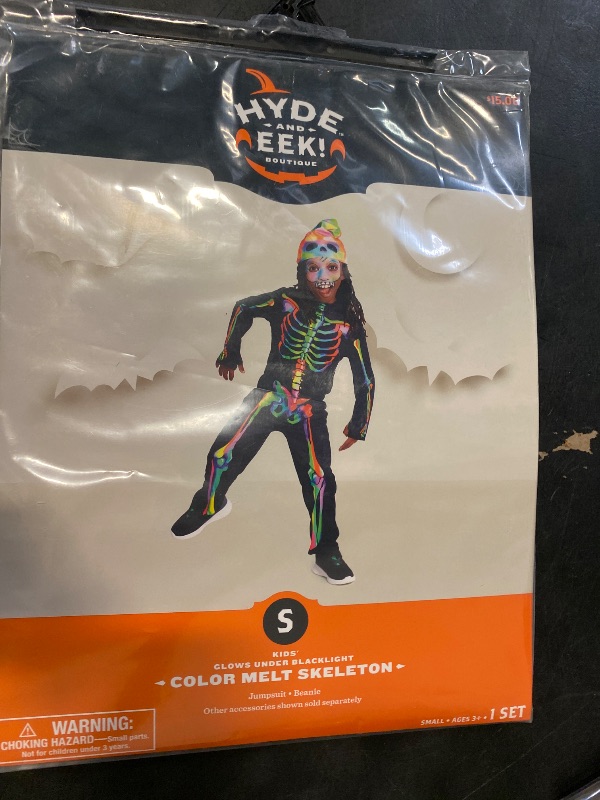 Photo 1 of Size S Hyde & Eek Boys Color Melt Skeleton Glows Under Blacklight Costume