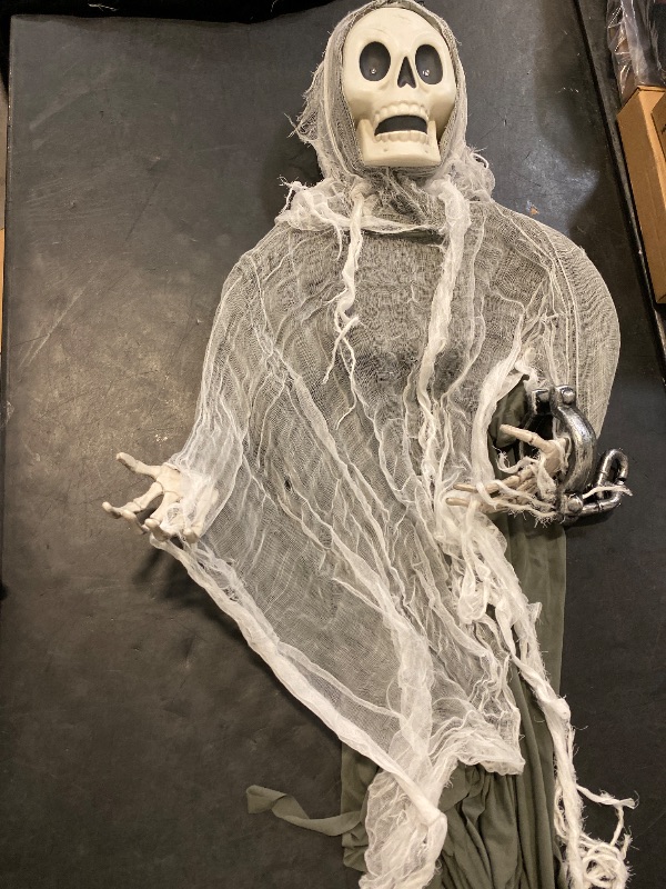 Photo 1 of Animated Reaper Skeleton with Chains Halloween Decorative Mannequin
