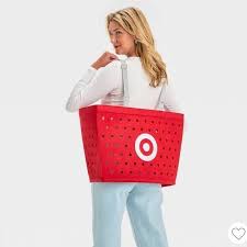 Photo 1 of One size fits most .Target Adult Shopping Basket Halloween Costume NEW Sandwich Board Hyde Eek Red