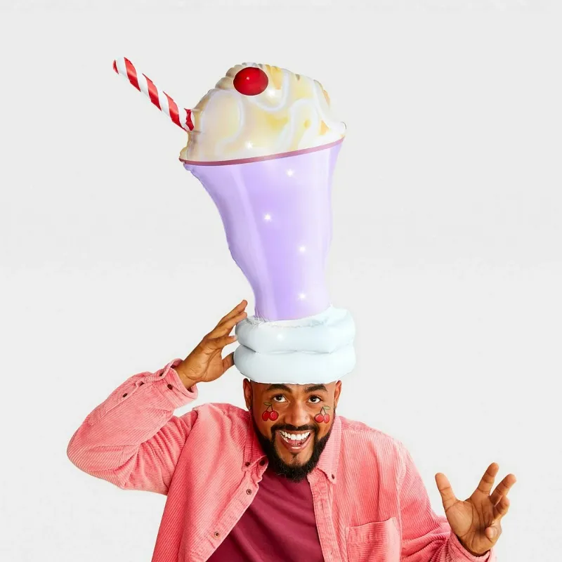Photo 1 of Adult Inflatable & Light Up Milkshake Halloween Headpiece - Hyde & EEK!