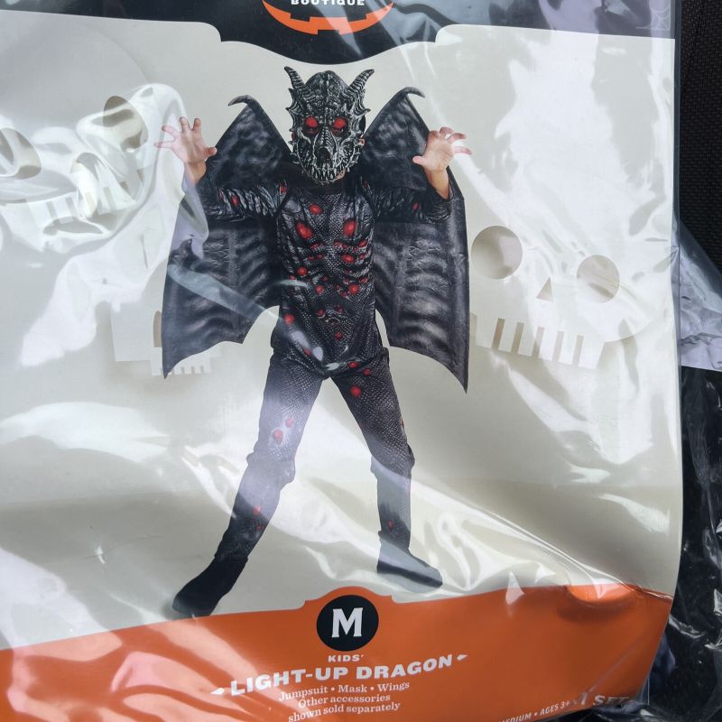 Photo 1 of Size M Kids' Light up Black Dragon Halloween Costume Jumpsuit M - Hyde & EEK! Boutique