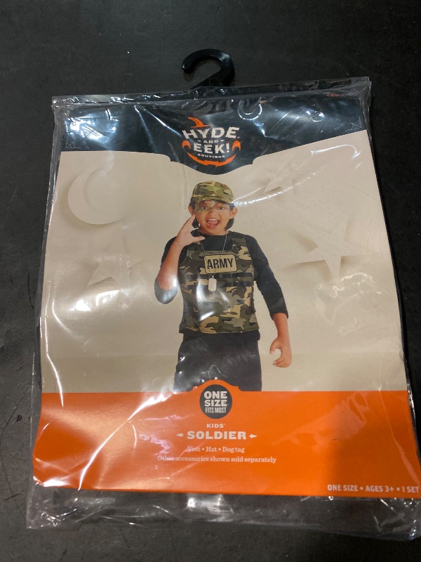 Photo 1 of One size Soldier Kids Costume Accessories Vest Hat DogTags Dress up