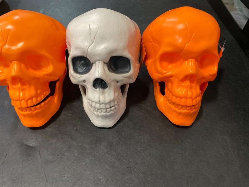 Photo 1 of 3Pack 6.5 Plastic Flocked Skull Halloween Decorative Sculpture - Hyde & EEK! Boutique