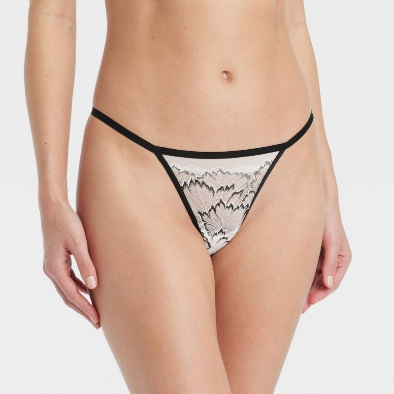 Photo 1 of Size XL Women's Floral Print Lace and Mesh String Thong - Auden