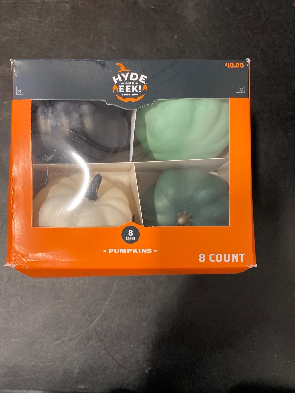 Photo 1 of New Hyde & Eek 8pk Pumpkins Indoor Decorative Black White Green NIB