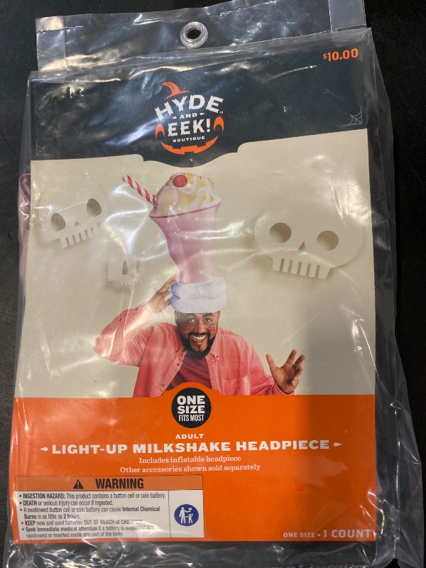 Photo 1 of Adult Inflatable & Light Up Milkshake Halloween Headpiece - Hyde & EEK