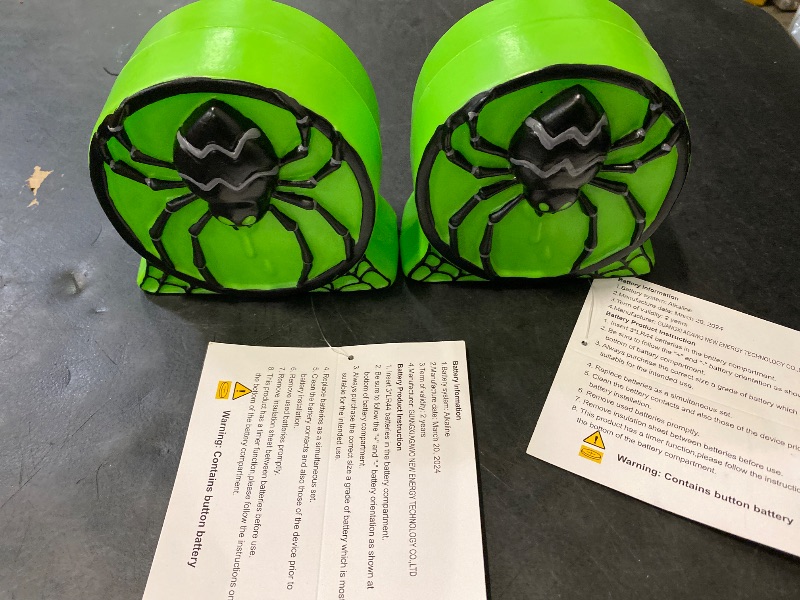 Photo 1 of 2pc Hyde & EEK 5" Lit Spider Blowmold Halloween Decorative Sculpture Green Retro