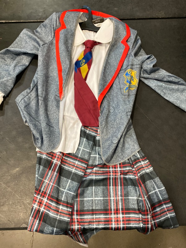Photo 1 of Size L Girls Beetlejuice Astrid Gray & Red Plaid Dress Outfit Halloween Costume