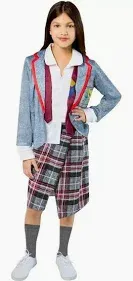 Photo 1 of Size L Girls Beetlejuice Astrid Gray & Red Plaid Dress Outfit Halloween Costume