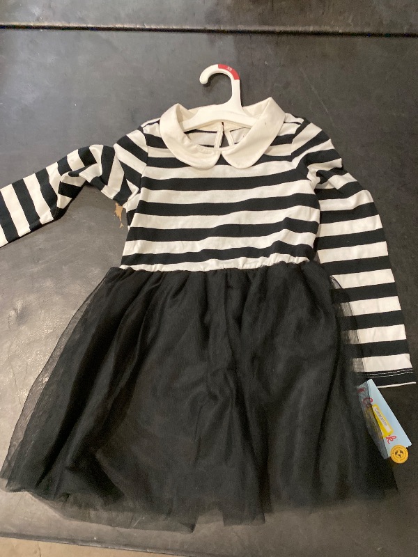 Photo 1 of Size XS (4/5) Cat & Jack Girls Black & White Striped Lone Sleeve Tutu Skater Dress 