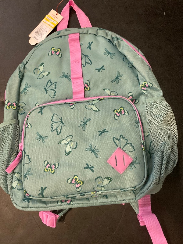 Photo 1 of Cat & Jack Girl's 17" Novelty School Backpack Green Butterfly Pink Trim NWT