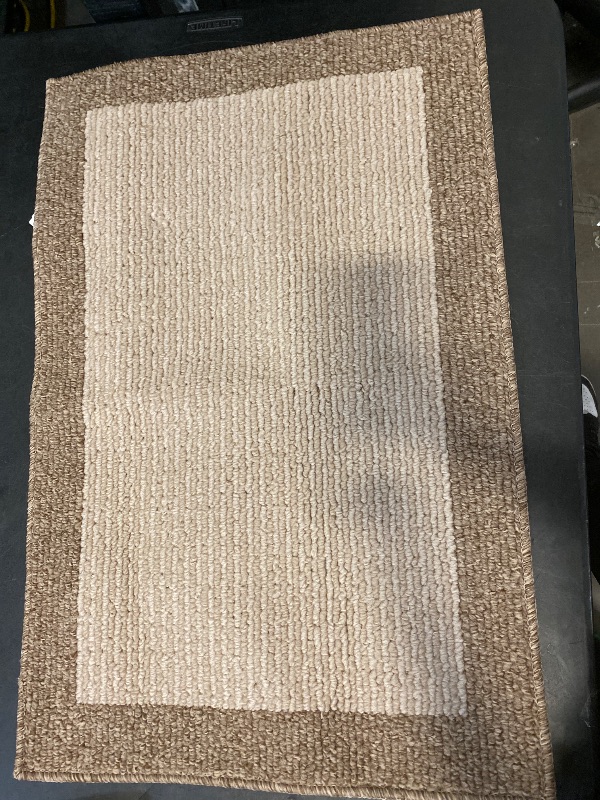 Photo 1 of 1'8"x2'6" Washable Madison Border Accent Rug Tan - Threshold™: Traditional Indoor Medium Pile Tufted Carpet