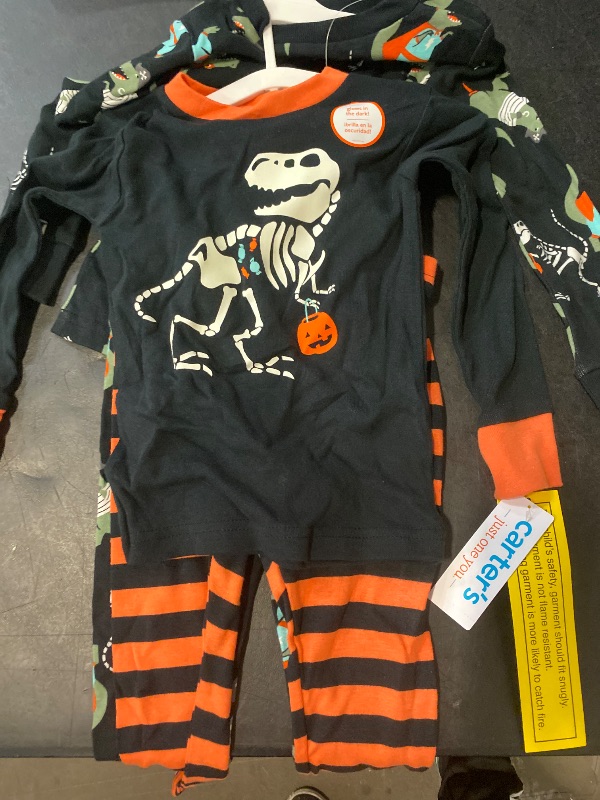 Photo 1 of Size 2T NWT Carter's Boys' Long Sleeve 4pc Halloween Dino PJ Set - Black/Orange