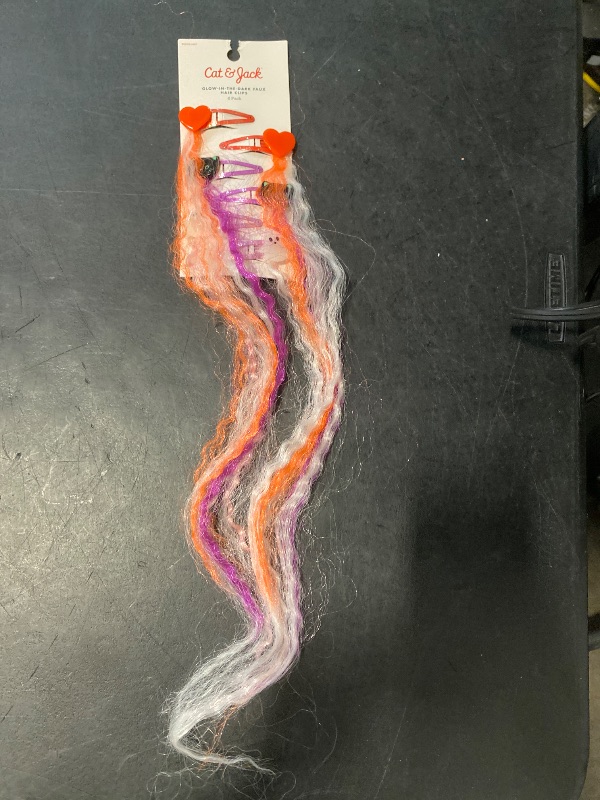 Photo 1 of Girls' 6pk Halloween Faux Hair Snap Clips - Cat & Jack™ Orange/Pink/Purple: Styling Fashion Clips
