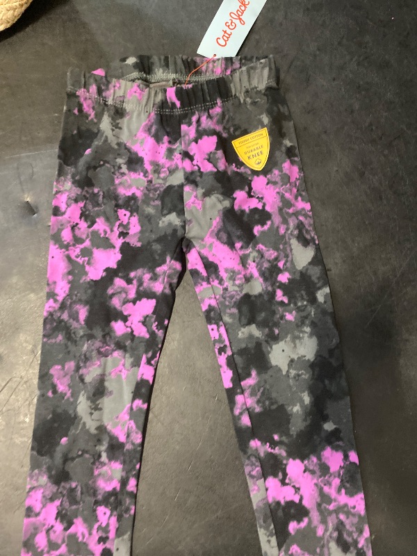Photo 1 of X-Small (4-5) Girls Purple & Gray Space Tie Dye Leggings Stretch Pants 