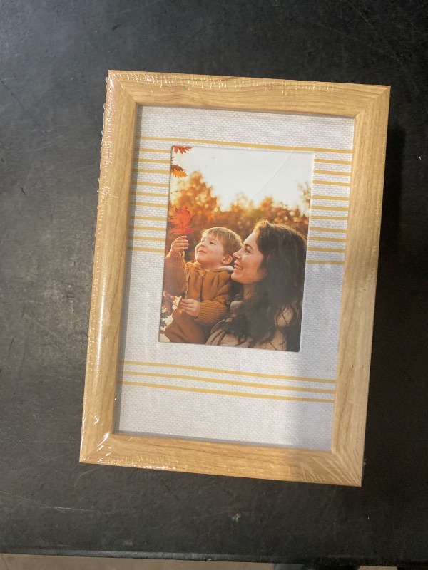 Photo 1 of 5 Pack ELSA L 3x4 Yellow Striped Picture Frame Natural 
