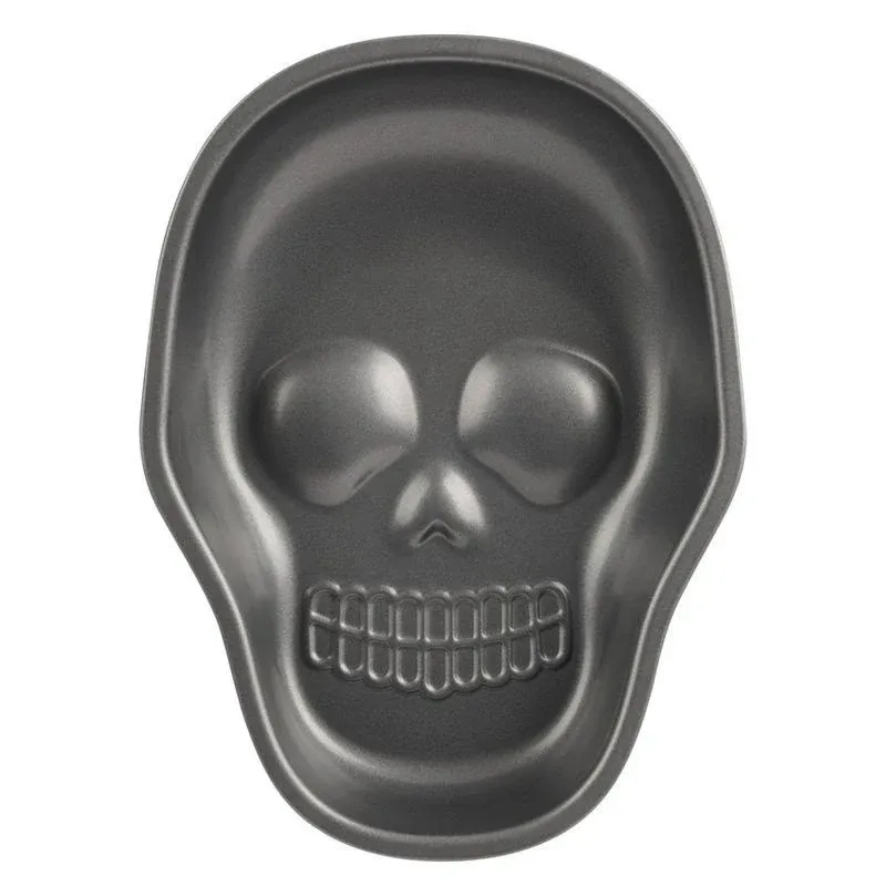 Photo 1 of Trudeau Skull Shaped Cake Pan, 9.45 in, Dark Gray