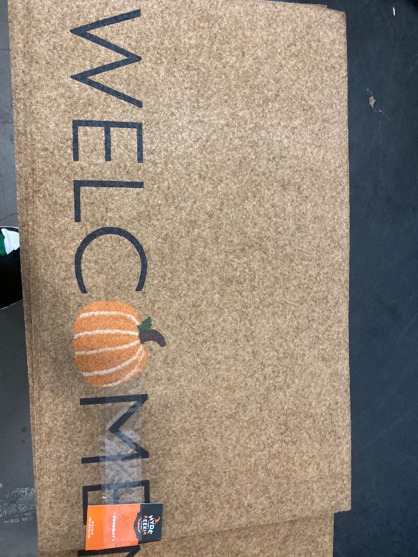 Photo 1 of 18x30"  Halloween 'Welcome' Faux Coir Doormat Natural/Orange - Hyde and EEK! Boutique™: Outdoor Front Mat, Low Pile