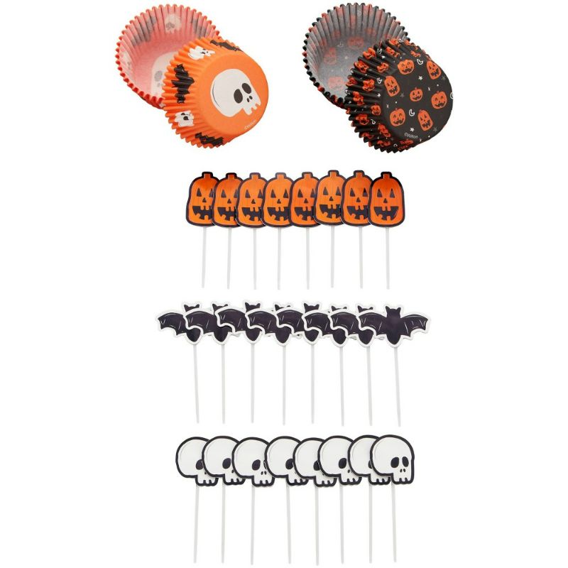 Photo 1 of 6pack Wilton 72pc Plastic Cupcake Kit: Halloween Baking Cups & Liners, Multicolored, Open Top, 72 Pieces