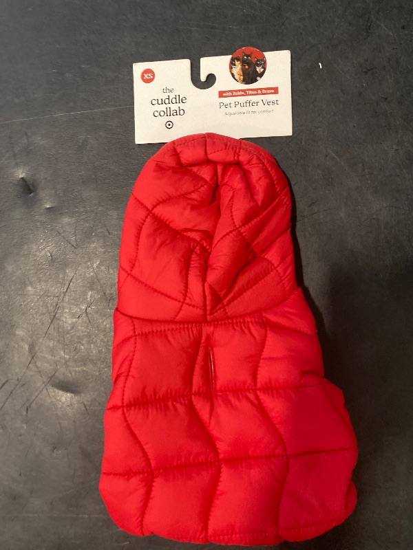 Photo 1 of Size Xs The Cuddle Collab Zelda, Titus & Brave Dog & Cat Marshmallow Puffer Vest,  - Red