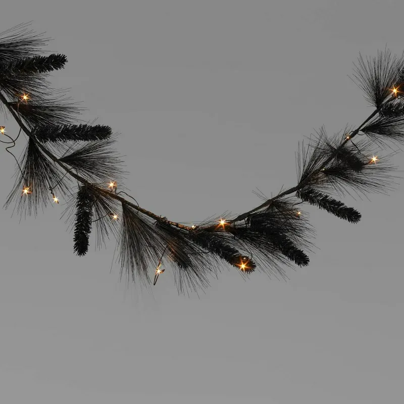 Photo 1 of "25 Light LED Black Faux Needles Garland