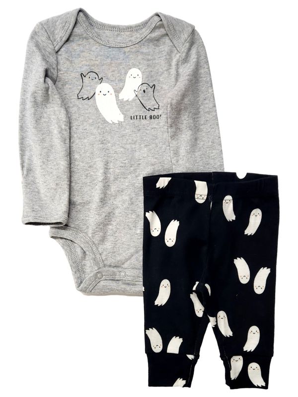 Photo 1 of 3 months Carters Infant Boys Gray Little Boo Halloween Bodysuit & Pants Set