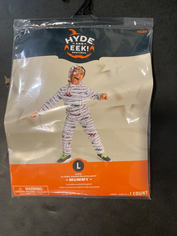 Photo 1 of Size L Kids Hyde & EEK Glows Blacklight MUMMY Halloween Costume Jumpsuit