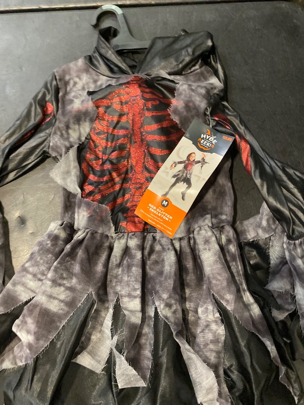 Photo 1 of Size M Girls Hyde & Eek Red Glitter SKELETON Dress Halloween Costume 