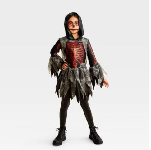 Photo 1 of Size S Girls Hyde & Eek Red Glitter SKELETON Dress Halloween Costume