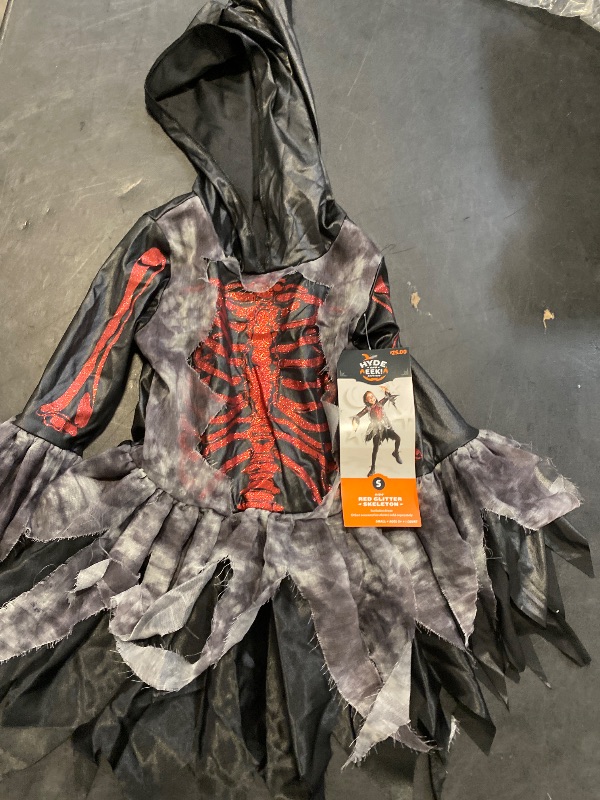 Photo 1 of Size S Girls Hyde & Eek Red Glitter SKELETON Dress Halloween Costume
