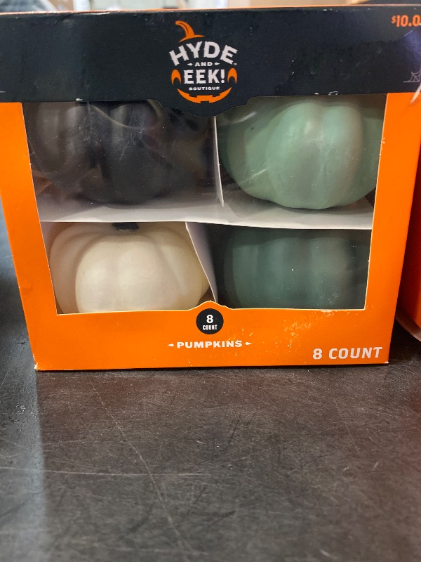 Photo 1 of Hyde & Eek! Pack of 8 Mini Decorative Pumpkins - Black/White/Green