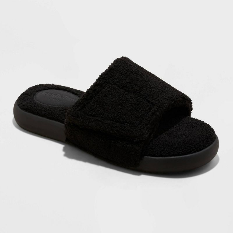 Photo 1 of Size 7 Men's Rodney Adjustable Slide Slippers - Goodfellow & Co™ Jet Black