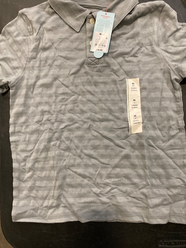 Photo 1 of (M) Boys' Short Sleeve Jacquard Striped Button-Down Shirt - Cat & Jack