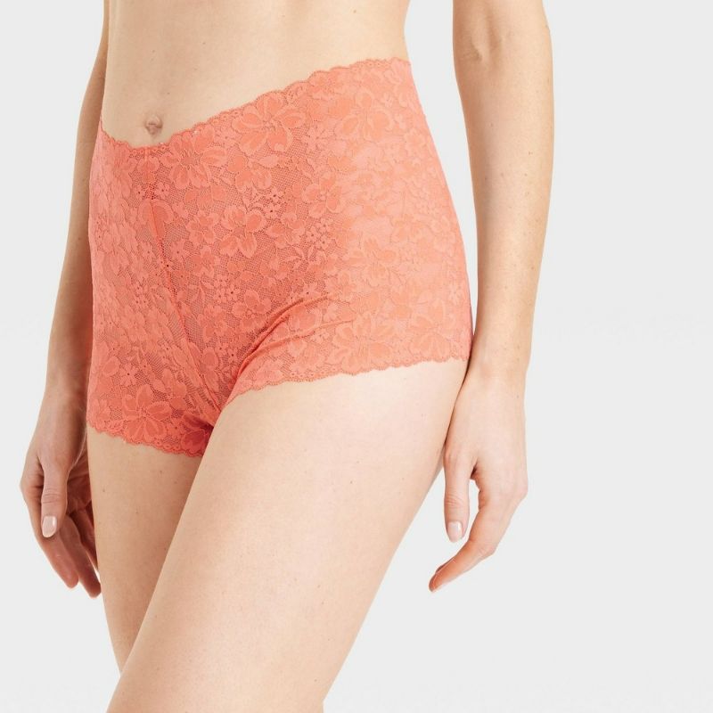 Photo 1 of Size XL Women's Allover Lace Boy Shorts - Auden™ Salmon Pink