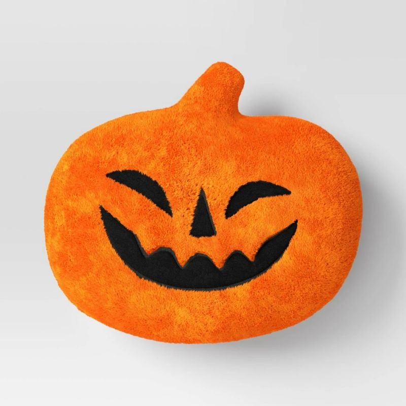 Photo 1 of 2 pack Pumpkin Shaped Halloween Faux Shearling Pillow Orange - Hyde and EEK! Boutique